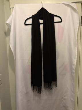 Solid Black Pashmina Style Soft Shawl Wrap Scarf with Tassels